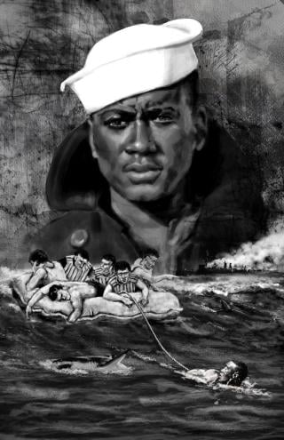 In a remarkable feat of heroism, Charles French, “the Human Tugboat,” saved the lives of 15 of his shipmates, swimming through the night and pulling them to safety during the fighting off Guadalcanal in September 1942.